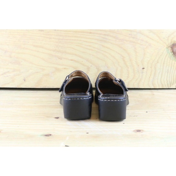 Born Wedge Women's Size 7 Handcrafted Leather Mules Clogs Black Hook and Loop - Picture 3 of 9